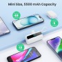 Mini Bateria Externa para iPhone, 5500mAh Cargador Portátil con Cable USB C Integrado 20W PD Carga Rapida Power Bank Compacto