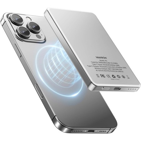 MANKIW Wireless PowerBank mag-Safe, 5000mAh Mini Magnetico Power Bank con PD 20W Ricarica Veloce, Magnetico Power Bank
