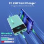Power Bank 26800mAh Bateria Externa con 3 Cable Integrado, PD 25W QC4.0 Bateria Portatil Carga Rápida USB C Cargador Portátil
