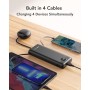 VEEKTOMX Power Bank 30000mAh PD 22.5W Powerbank con Cables Incorporados Cargador Portátil USB C con 4 Salidas y 2 Entradas