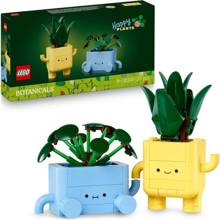LEGO Botanicals Plantas Felices - Decoración para Estantería y Dormitorio Juvenil - Juguete con 2 Plantas Artificiales de