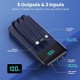 Power Bank 26800mAh Bateria Externa con 3 Cable Integrado, PD 25W QC4.0 Bateria Portatil Carga Rápida USB C Cargador Portátil
