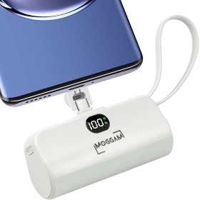 MOGGAM Mini Bateria Externa iPhone Portátil - Compatible con 16/15/14/14/13 y Más - Bateria Portatil iPhone 2 en 1 de 5000mAh -
