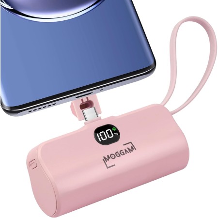 MOGGAM Mini Bateria Externa iPhone Portátil - Compatible con 16/15/14/14/13 y Más - Bateria Portatil iPhone 2 en 1 de 5000mAh -