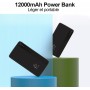 SLuB Power Bank 12000mAh, Ultra Delgado Bateria Externa, 3A USB C Carga Rapida, Pantalla Digital LCD, Cargador de Teléfono