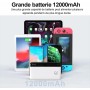 SLuB Power Bank 12000mAh, Ultra Delgado Bateria Externa, 3A USB C Carga Rapida, Pantalla Digital LCD, Cargador de Teléfono
