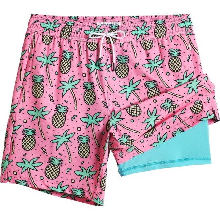 MaaMgic 7" 2 en 1 Bañador con Forro de Compresión con Cremallera Hombre Shorts de Baño Shorts de Playa Traje de Baño para