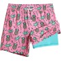 MaaMgic 7" 2 en 1 Bañador con Forro de Compresión con Cremallera Hombre Shorts de Baño Shorts de Playa Traje de Baño para