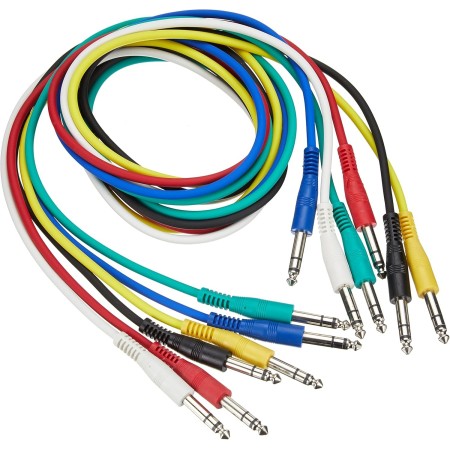 Adam Hall Cables 3 STAR BVV 0120 SET - Juego de 6 cables de conexión de 6,3 mm Jack Stereo 1,20 m