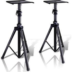 Pyle Soporte de Altavoz Monitor. Par de trípodes con Kit de Montaje. Ajustables en Altura de 86 a 134 cms. con Base de Metal