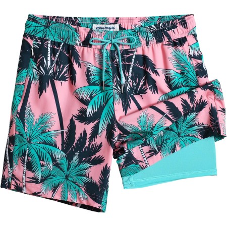 MaaMgic 7" 2 en 1 Bañador con Forro de Compresión con Cremallera Hombre Shorts de Baño Shorts de Playa Traje de Baño para