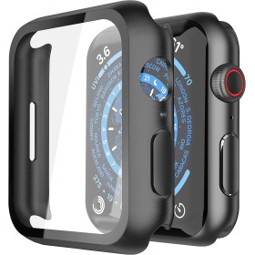 Misxi [2 Piezas] Negro PC Funda con Cristal Templado Protector de Pantalla para Apple Watch Series 9 (2023) Series 8 Series 7