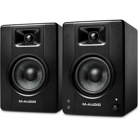 M-Audio BX3 Pair - Par de Monitores de estudio, Altavoces para PC de sobremesa de 120 W para videojuegos, producción musical,
