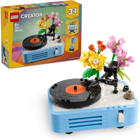 LEGO Creator 3 en 1 Tocadiscos con Flores Vintage, Set de Construcción Musical Convertible en Radio Retro o Micrófono de