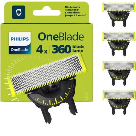 La auténtica Philips QP440/50 OneBlade 360 Cuchillas de Repuesto, para Recortador de Barba y Maquina de afeitar Hombre,
