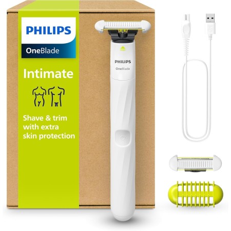 PHILIPS OneBlade Intimate, Mujer y hombre, Maquinilla de depilación para la zona íntima, ingles y axilas, afeita y recorta,