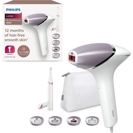 Philips Serie 8000, Depiladora Luz Pulsada Lumea, IPL, Piel Suave Desde Casa, Con Funda, Accesorios para el Cuerpo, Cara, Bikini