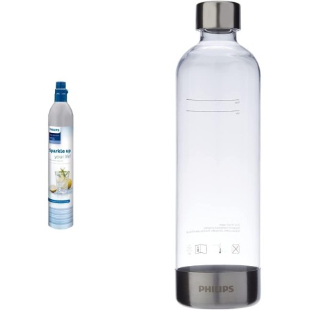 Philips Water Solutions ADD913/10 Cilindro de CO2 para Hacer espumosa + GoZero Sparkling Water Maker Bottle Botella para Sifón,