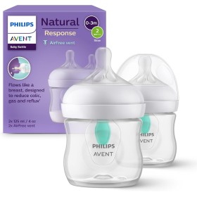 Philips Avent Biberón Natural Response: 2 biberones de 125 ml con sistema AirFree, sin BPA, para recién nacidos a partir de 0