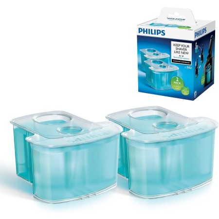 Philips JC302/50 - Cartuchos de limpieza con sistema de filtro dual y lubricacion activa, refrescantes, 2 unidades