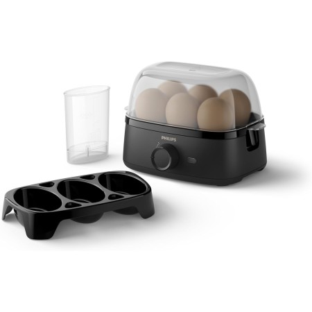 Philips Cuece huevos Serie 3000, Tamaño familiar hasta 6 huevos (blandos, medios, duros, escalfados), Fácil de limpiar, Bandeja