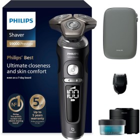 Philips Serie 9000 Prestige Afeitadora Eléctrica Hombre, Máquina de Afeitar Barba con Barbero, 72 cuchillas, Motor Digital,
