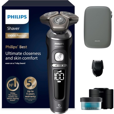 Philips Serie 9000 Prestige Afeitadora Eléctrica Hombre, Máquina de Afeitar Barba con Barbero, 72 cuchillas, Motor Digital,