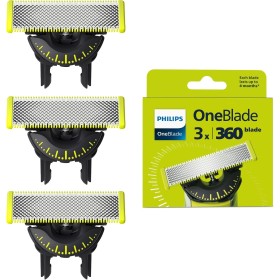 Philips OneBlade 360 Auténticas Cuchillas de Repuesto, para Recortador de Barba y Maquina de afeitar Hombre, Compatible con