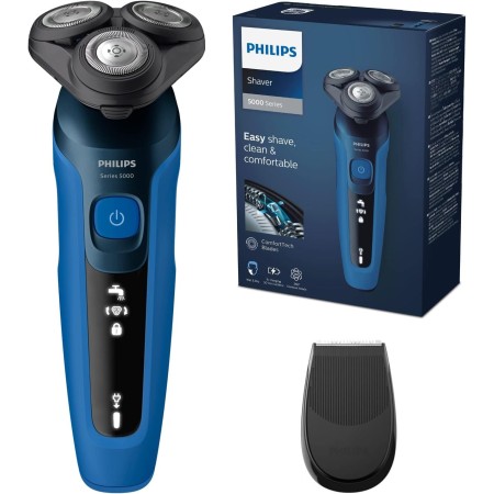 Philips Serie 5000 Afeitadora Eléctrica Hombre, Máquina de Afeitar Barba con recortadora, 27 cuchillas, Cabezal flexible 360º,