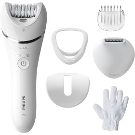 Philips Depiladora Mujer Serie 8000, 6 en 1, Para Cuerpo, Cara, Pies y Bikini, Uso en Seco o Humedo, Piel Suave desde Casa,