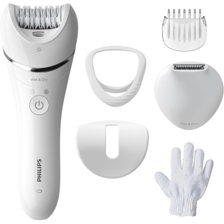 Philips Depiladora Mujer Serie 8000, 6 en 1, Para Cuerpo, Cara, Pies y Bikini, Uso en Seco o Humedo, Piel Suave desde Casa,