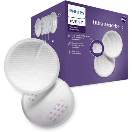 Philips Avent SCF254/61 - Discos absorbentes de lactancia desechables, pack de 60 discos absorbentes para usar de día o de