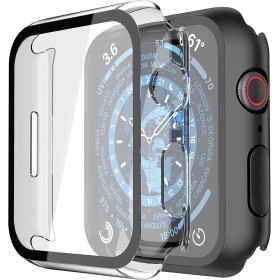 Misxi [2 Piezas] Funda con Cristal Templado Protector de Pantalla para Apple Watch Series 9 Series 8 Series 7 45mm, HD PC