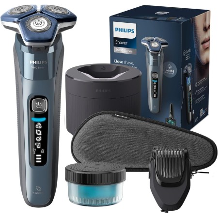 Philips Serie 7000 Afeitadora Eléctrica Hombre, Máquina de Afeitar Barba con Barbero, 45 cuchillas, Para piel sensible, 60min de
