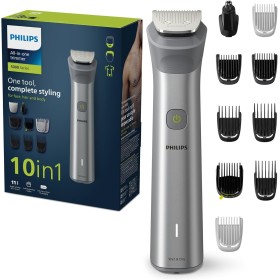 Philips Recortadora todo en uno serie 5000, Recortadora de barba, Máquina de afeitar y cortapelos, 10 piezas para Cabeza, Barba,
