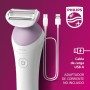 Philips Afeitadora de Mujer Serie 6000, 4 accesorios, Incluye Guante Exfoliante, Peine Guia y Cepillo de Limpieza, BRP136/00,
