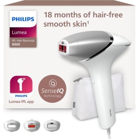 Philips Lumea serie 8000, dispositivo de depilación IPL, alternativa al láser, SenseIQ, 3 accesorios para cuerpo, cara y zonas