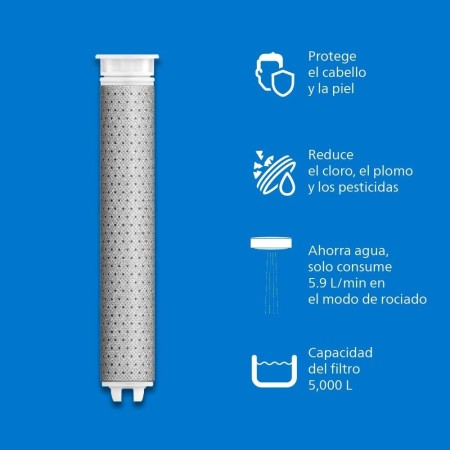 Philips Alcachofa de ducha con filtro, elimina eficazmente el cloro y otras partículas grandes, tres modos de pulverización,