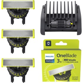 Philips OneBlade 360, Auténtica Cuchilla de Repuesto Para Recortadora de Barba y Máquina de Afeitar Hombre, Peine Guía 5