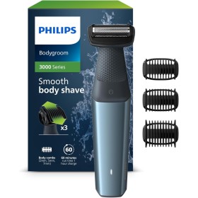 Philips BG3027/03 Afeitadora Corporal Masculina, Bodygroom Serie 3000, Impermeable, con 3 Peines-guía, 60 min de Autonomía,
