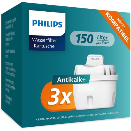 Philips Water Cartuchos de filtro de agua de repuesto Filtración Avanzada, pack de 6 filtros, compatible con Brita, reduce los