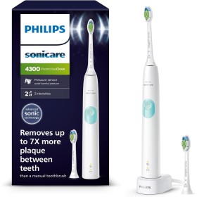 Philips Sonicare ProtectiveClean 4300, cepillo dental eléctrico, cepillo dental sónico con dos niveles de intensidad, sensor de