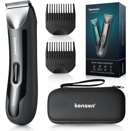 KENSEN Afeitadora Corporal Masculina, IPX7 Impermeable Depiladora Corporal en Seco y Húmedo con Luz LED, Cuchillas de Cerámica,