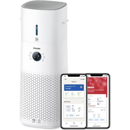 Philips Purificador de aire y humidificador 2 en 1 Serie 3000, 131 m2, filtro NanoProtect HEPA y carbón activo que elimina el