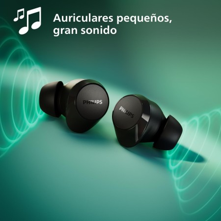 PHILIPS TAT1209BK Auriculares True Wireless con Bluetooth - Auriculares pequeños, Gran Valor, un Sonido Natural con Graves