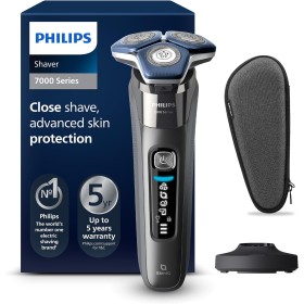 Philips Serie 7000 Afeitadora Eléctrica Hombre, Máquina de Afeitar Barba con Recortadora, 45 cuchillas, Para piel sensible,