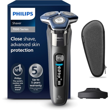 Philips Serie 7000 Afeitadora Eléctrica Hombre, Máquina de Afeitar Barba con Recortadora, 45 cuchillas, Para piel sensible,