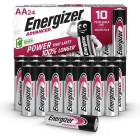 Energizer Advanced Pilas AA Alcalinas de 1,5 V - Paquete de 24 Pilas de Larga Duración, Alta Potencia