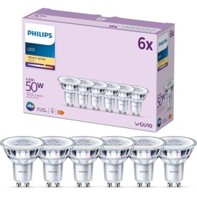 Philips - Bombilla tipo foco 4.6W (Eq. 50W) 355 lúmenes, casquillo GU10, Luz Blanca Cálida (2700k) - 6 unidades (paquete de 1)
