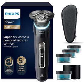 Philips Serie 9000 Afeitadora Eléctrica Hombre, Máquina de Afeitar Barba con Recortadora, 60min de uso, En Seco y Húmedo,